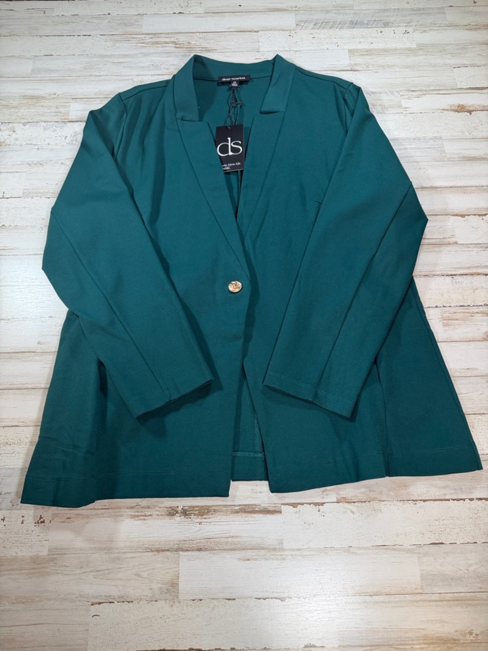 DS Teal Single-Button Open Blazer Jacket - Women